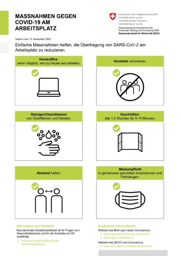 Corona-Massnahmen am Arbeitsplatz